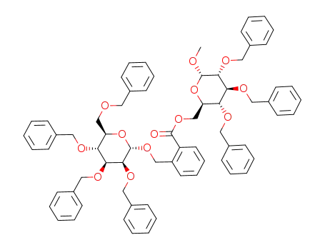 2-((2S,3S,4S,5R,6R)-3,4,5-Tris-benzyloxy-6-benzyloxymethyl-tetrahydro-pyran-2-yloxymethyl)-benzoic acid (2R,3R,4S,5R,6S)-3,4,5-tris-benzyloxy-6-methoxy-tetrahydro-pyran-2-ylmethyl ester