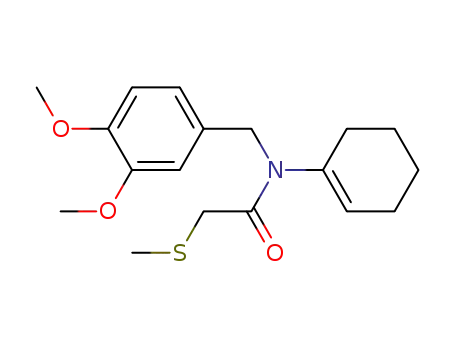 Molecular Structure of 246237-98-9 (Acetamide,
N-1-cyclohexen-1-yl-N-[(3,4-dimethoxyphenyl)methyl]-2-(methylthio)-)