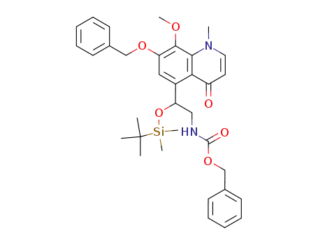 O-benzyl N-2-(tert-butyldimethylsilyloxy)-2-[7-benzyloxy-8-methoxy-1-methyl-4(1H)-quinolinon-5-yl]ethyl carbamate