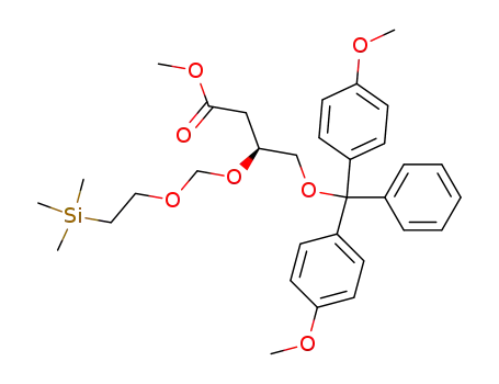 Molecular Structure of 332843-96-6 (methyl (3S)-4-(4,4'-dimethoxytriphenyl)methoxy-3-(2-trimethylsilylethoxy)methoxybutanoate)
