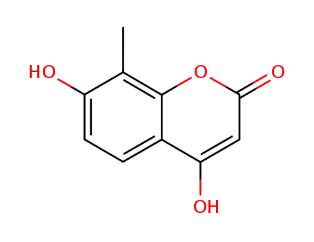 Molecular Structure of 67973-49-3 (2H-1-Benzopyran-2-one, 4,7-dihydroxy-8-methyl-)