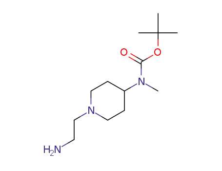 Molecular Structure of 874831-62-6 ([1-(2-AMINO-ETHYL)-PIPERIDIN-4-YLMETHYL]-CARBAMIC ACID TERT-BUTYL ESTER)