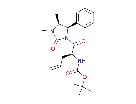 Molecular Structure of 307304-60-5 ((2S,4'S,5'R)-2-(N-tert-butoxycarbonylamino)-1-(3',4'-dimethyl-2'-oxo-5'-phenyl-1'-imidazolydinyl)-4-penten-1-one)