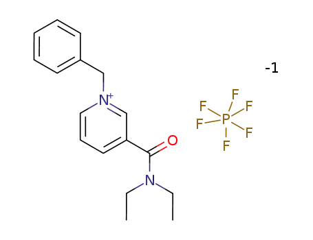 Molecular Structure of 125048-78-4 (Pyridinium, 3-[(diethylamino)carbonyl]-1-(phenylmethyl)-,
hexafluorophosphate(1-))