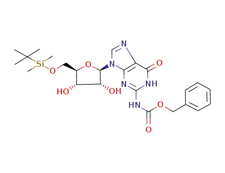 {9-[5-(<i>tert</i>-butyl-dimethyl-silanyloxymethyl)-3,4-dihydroxy-tetrahydro-furan-2-yl]-6-oxo-6,9-dihydro-1<i>H</i>-purin-2-yl}-carbamic acid benzyl ester