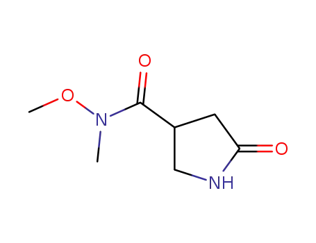 Molecular Structure of 195138-91-1 (3-Pyrrolidinecarboxamide, N-methoxy-N-methyl-5-oxo-)