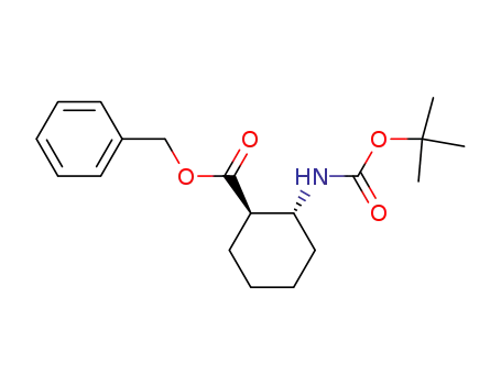 Molecular Structure of 185153-71-3 (Cyclohexanecarboxylic acid, 2-[[(1,1-dimethylethoxy)carbonyl]amino]-,
phenylmethyl ester, (1R,2R)-)