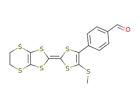 Molecular Structure of 241156-88-7 (4-[2-(5,6-dihydro-[1,3]dithiolo[4,5-<i>b</i>][1,4]dithiin-2-ylidene)-5-methylsulfanyl-[1,3]dithiol-4-yl]-benzaldehyde)
