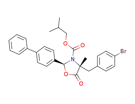 Molecular Structure of 346578-01-6 ((2S,4R)-2-Biphenyl-4-yl-4-(4-bromo-benzyl)-4-methyl-5-oxo-oxazolidine-3-carboxylic acid isobutyl ester)