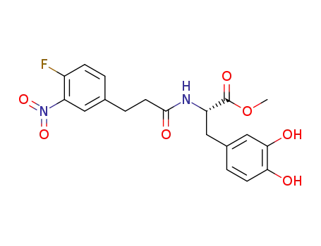 Molecular Structure of 203310-99-0 ((2S)-methyl 3-(3,4-dihydroxyphenyl)-2-[3-(4-fluoro-3-nitrophenyl)propionylamino]propionate)