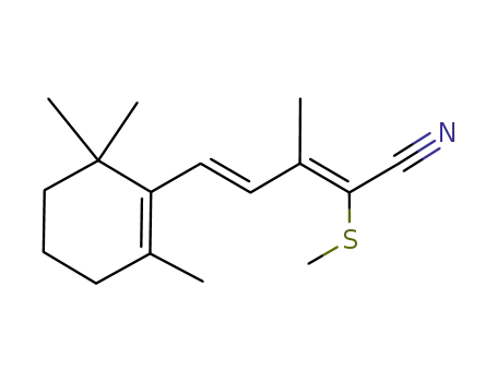 Molecular Structure of 330808-35-0 (3-methyl-2-thiomethyl-5-(2',6',6'-trimethyl-1'-cyclohexen-1'-yl)-2,4-pentadienenitrile)