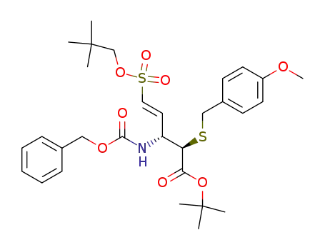 (2R,3R), 3-benzyloxycarbonylamino-2-[4-methoxybenzylsulfanyl]-5-neopentyloxysulfonyl-pent-4-enoic acid tertiobutyl ester