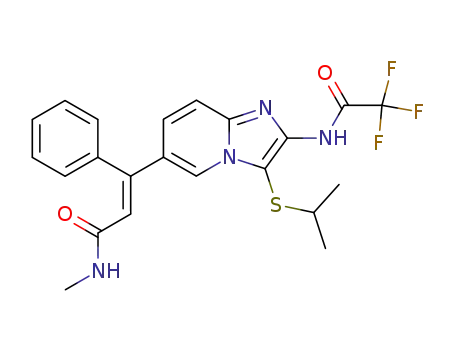 3-[3-isopropylsulfanyl-2-(2,2,2-trifluoro-acetylamino)-imidazo[1,2-<i>a</i>]pyridin-6-yl]-<i>N</i>-methyl-3-phenyl-acrylamide