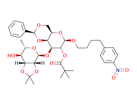 4-(4-nitrophenyl)butyl 4,6-O-benzylidene-2-O-pivaloyl-3-O-(2,3-O-isopropylidene-α-L-rhamnopyranosyl)-β-D-galactopyranoside