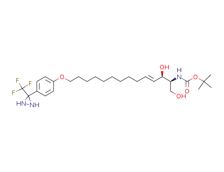 Molecular Structure of 608880-45-1 ((2S,3R)-2-(tert-butoxycarbonylamino)-14-O-[4'-[3-(trifluoromethyl)diaziridin-3-yl]phenyl]-(4E)-tetradecene-1,3,14-triol)