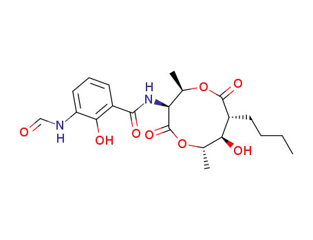 Molecular Structure of 60504-95-2 (N-[(3S,4R,7R,8R,9S)-4,9-Dimethyl-2,6-dioxo-7-butyl-8-hydroxy-1,5-dioxonane-3-yl]-3-(formylamino)-2-hydroxybenzamide)