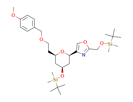 4-{4-(<i>tert</i>-butyl-dimethyl-silanyloxy)-6-[2-(4-methoxy-benzyloxy)-ethyl]-tetrahydro-pyran-2-yl}-2-(<i>tert</i>-butyl-dimethyl-silanyloxymethyl)-oxazole