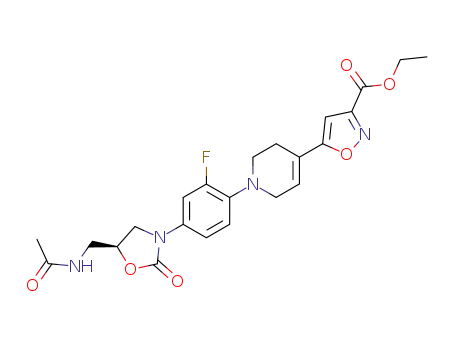 Molecular Structure of 640290-92-2 (5-(1-{4-[(S)-5-(Acetylamino-methyl)-2-oxo-oxazolidin-3-yl]-2-fluoro-phenyl}-1,2,3,6-tetrahydro-pyridin-4-yl)-isoxazole-3-carboxylic acid ethyl ester)