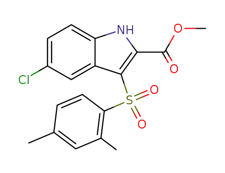 Molecular Structure of 540740-70-3 (1H-Indole-2-carboxylic acid, 5-chloro-3-[(2,4-dimethylphenyl)sulfonyl]-,
methyl ester)