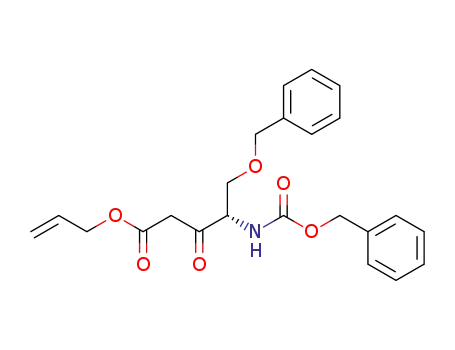 Molecular Structure of 387866-60-6 (Pentanoic acid,
3-oxo-5-(phenylmethoxy)-4-[[(phenylmethoxy)carbonyl]amino]-,
2-propenyl ester, (4S)-)
