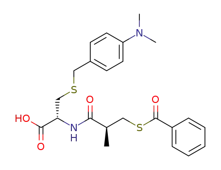 Molecular Structure of 183121-03-1 (N-[(2S)-3-benzoylthio-2-methylpropionyl]-S-(4-dimethylamino)benzyl-L-cysteine)