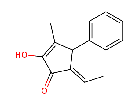 Molecular Structure of 462116-78-5 (2-Cyclopenten-1-one, 5-ethylidene-2-hydroxy-3-methyl-4-phenyl-, (4R,5E)- (9CI))