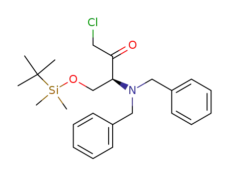 Molecular Structure of 388632-20-0 (2-Butanone,
3-[bis(phenylmethyl)amino]-1-chloro-4-[[(1,1-dimethylethyl)dimethylsilyl]
oxy]-, (3S)-)