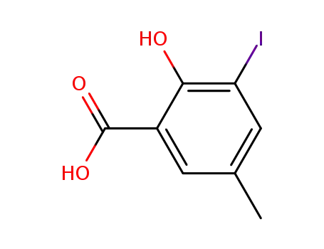 Molecular Structure of 6083-00-7 (Benzoic acid, 2-hydroxy-3-iodo-5-methyl-)
