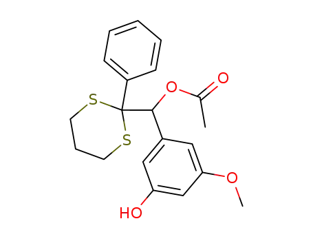 (+/-)-acetic acid (3-hydroxy-5-methoxyphenyl)(2-phenyl[1,3]dithian-2-yl)methyl ester