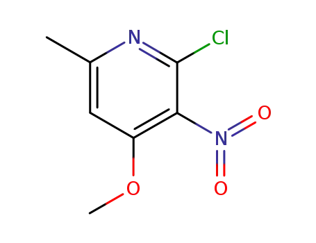 Molecular Structure of 179056-94-1 (2-Chloro-4-Methoxy-6-Methyl-3-nitropyridine)