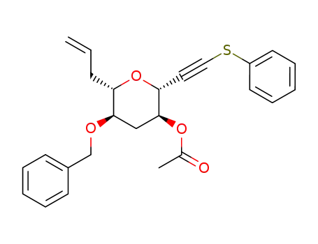 Molecular Structure of 552890-39-8 (Acetic acid (2R,3S,5R,6S)-6-allyl-5-benzyloxy-2-phenylsulfanylethynyl-tetrahydro-pyran-3-yl ester)