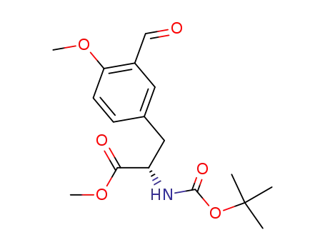 Molecular Structure of 574735-09-4 (L-Tyrosine, N-[(1,1-dimethylethoxy)carbonyl]-3-formyl-O-methyl-, methyl
ester)