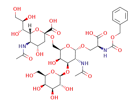 N-(benzyloxycarbonyl)-O-(β-D-galactopyranosyl)-(1->3)-O-[(5-acetamido-3,5-dideoxy-D-glycero-α-D-galacto-3-nonulopyranosylonic acid)-(2->6)]-O-(2-acetamido-2-deoxy-α-D-galactopyranosyl)-(1->3)-L-serine