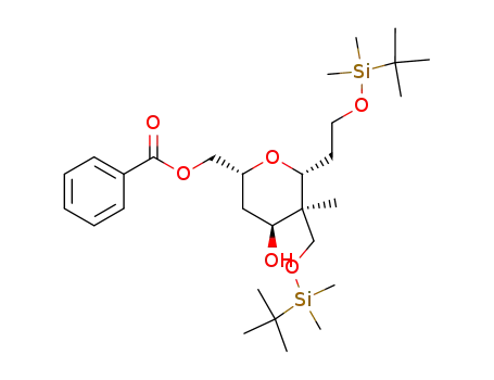 benzoic acid 6-[2-(<i>tert</i>-butyl-dimethyl-silanyloxy)-ethyl]-5-(<i>tert</i>-butyl-dimethyl-silanyloxymethyl)-4-hydroxy-5-methyl-tetrahydro-pyran-2-ylmethyl ester