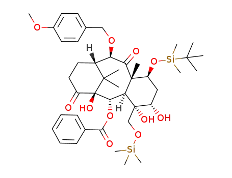 Benzoic acid (1S,2S,3R,4S,5S,7S,8S,10R,11S)-7-(tert-butyl-dimethyl-silanyloxy)-1,4,5-trihydroxy-10-(4-methoxy-benzyloxy)-8,15,15-trimethyl-9,14-dioxo-4-trimethylsilanyloxymethyl-tricyclo[9.3.1.0<sup>3,8</sup>]pentadec-2-yl ester