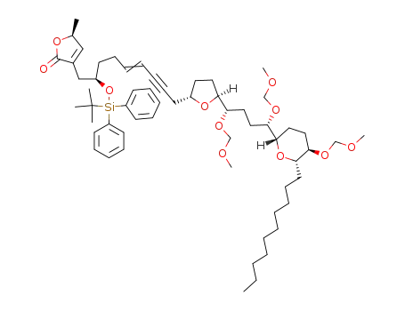 2(5H)-Furanone,
3-[(2R)-9-[(2S,5S)-5-[(1S,4S)-4-[(2S,5R,6S)-6-decyltetrahydro-5-(meth
oxymethoxy)-2H-pyran-2-yl]-1,4-bis(methoxymethoxy)butyl]tetrahydro-2-
furanyl]-2-[[(1,1-dimethylethyl)diphenylsilyl]oxy]-5-nonen-7-ynyl]-5-methyl-
, (5S)-