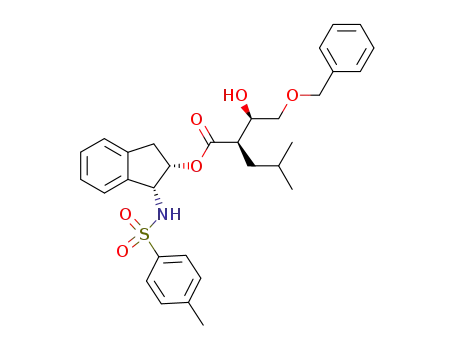 Pentanoic acid, 2-[(1R)-1-hydroxy-2-(phenylmethoxy)ethyl]-4-methyl-,
(1R,2S)-2,3-dihydro-1-[[(4-methylphenyl)sulfonyl]amino]-1H-inden-2-yl
ester, (2R)-