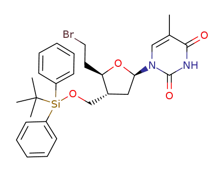 2,4(1H,3H)-Pyrimidinedione,
1-[(2R,4R,5R)-5-(2-bromoethyl)-4-[[[(1,1-dimethylethyl)diphenylsilyl]oxy]
methyl]tetrahydro-2-furanyl]-5-methyl-