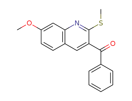 Molecular Structure of 491869-90-0 (Methanone, [7-methoxy-2-(methylthio)-3-quinolinyl]phenyl-)