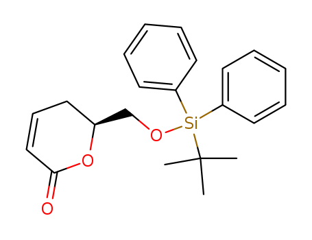 Molecular Structure of 161561-86-0 (2H-Pyran-2-one,
6-[[[(1,1-dimethylethyl)diphenylsilyl]oxy]methyl]-5,6-dihydro-, (6S)-)