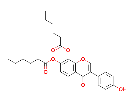 Molecular Structure of 602329-47-5 (Hexanoic acid, 3-(4-hydroxyphenyl)-4-oxo-4H-1-benzopyran-7,8-diyl
ester)