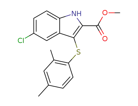 Molecular Structure of 540740-59-8 (1H-Indole-2-carboxylic acid, 5-chloro-3-[(2,4-dimethylphenyl)thio]-,
methyl ester)