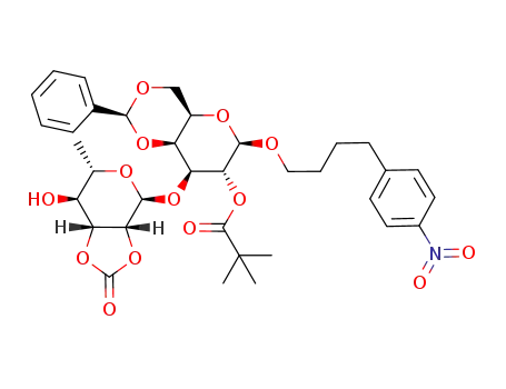 4-(4-nitrophenyl)butyl 4,6-O-benzylidene-2-O-pivaloyl-3-O-(2,3-O-carbonyl-α-L-rhamnopyranosyl)-β-D-galactopyranoside