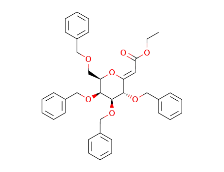 Molecular Structure of 214771-14-9 ((1(1')-Z)-2,3,4,6-tetra-O-benzyl-1-deoxy-1-(ethoxycarbonyl)methylidene-D-galactopyranose)