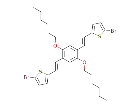 Molecular Structure of 406935-92-0 (2,5-bis[2-(5-bromo-2-thienyl)vinyl]-1,4-bis(hexyloxy)benzene)