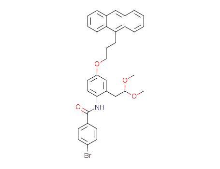 Molecular Structure of 556809-46-2 (N-[4-(3-anthracen-9-ylpropoxy)-2-(2,2-methoxyethyl)phenyl]-4-bromobenzamide)