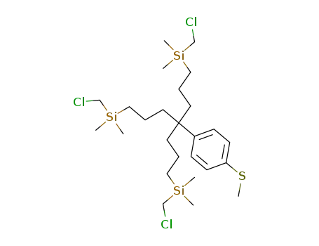 Molecular Structure of 527698-51-7 (1-{4-(chloromethyl-dimethyl-silanyl)-1,1-bis-[3-(chloromethyl-dimethyl-silanyl)-propyl]-butyl}-4-methylsulfanyl-benzene)
