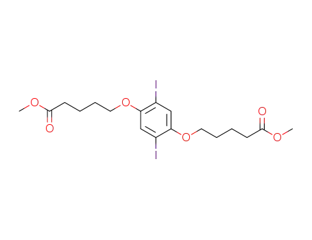 Molecular Structure of 906370-65-8 (5-[2,5-diiodo-4-(4-methoxycarbonyl-butoxy)-phenoxy]-pentanoic acid methyl ester)
