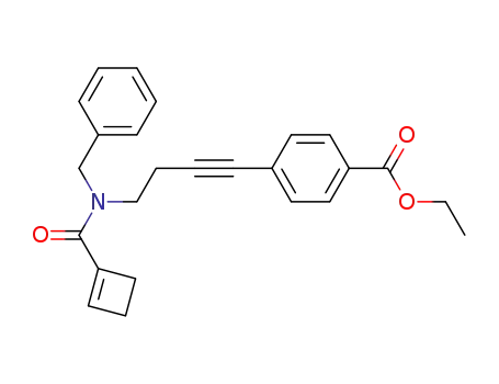Molecular Structure of 845252-93-9 (Benzoic acid,
4-[4-[(1-cyclobuten-1-ylcarbonyl)(phenylmethyl)amino]-1-butynyl]-, ethyl
ester)