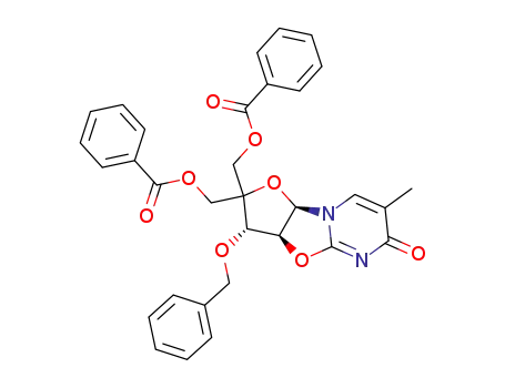 2,2-anhydro-1-(5-O-benzoyl-4-C-benzoyloxymethyl-3-O-benzyl-β-D-threo-pentofuranosyl)thymine